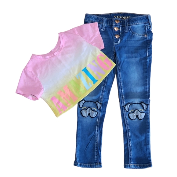 VIGOSS - Two Piece - Legging Jeans 👖& crop Top. Size 4. - Picture 1 of 13